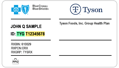 Frente de la tarjeta de identificación de Tyson